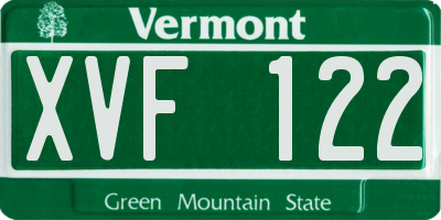 VT license plate XVF122