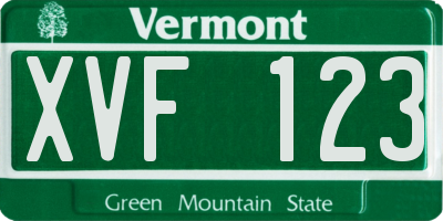VT license plate XVF123