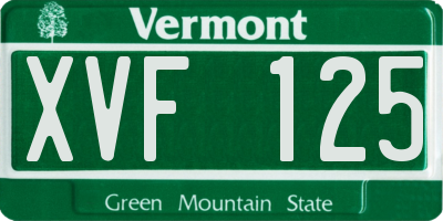 VT license plate XVF125