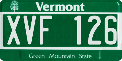 VT license plate XVF126