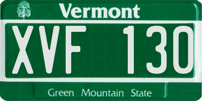 VT license plate XVF130