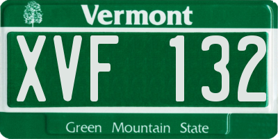 VT license plate XVF132