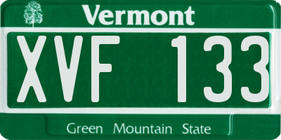 VT license plate XVF133
