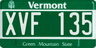 VT license plate XVF135