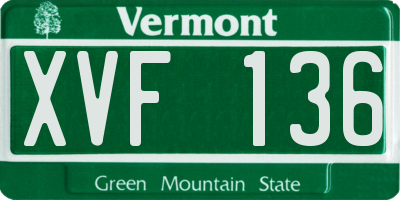 VT license plate XVF136
