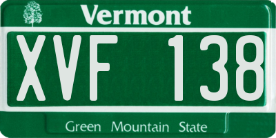 VT license plate XVF138
