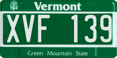 VT license plate XVF139