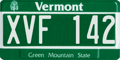 VT license plate XVF142