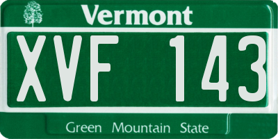 VT license plate XVF143