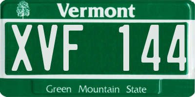 VT license plate XVF144