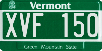 VT license plate XVF150