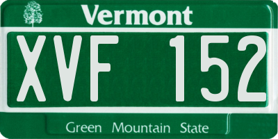 VT license plate XVF152