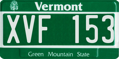 VT license plate XVF153