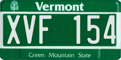 VT license plate XVF154