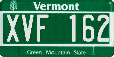 VT license plate XVF162