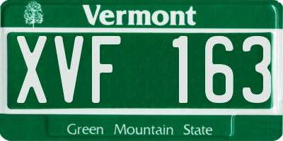 VT license plate XVF163