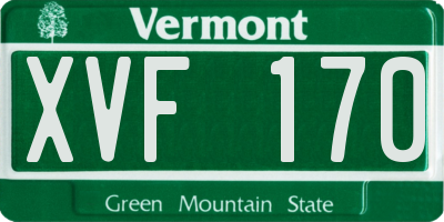 VT license plate XVF170