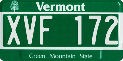 VT license plate XVF172