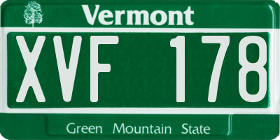 VT license plate XVF178