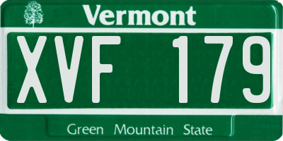 VT license plate XVF179