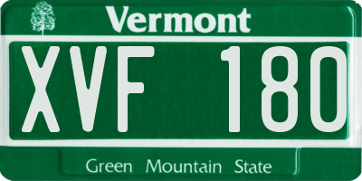 VT license plate XVF180