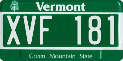 VT license plate XVF181