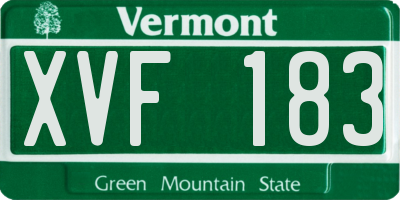 VT license plate XVF183
