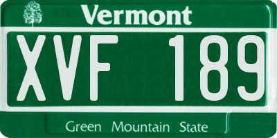 VT license plate XVF189
