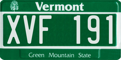 VT license plate XVF191