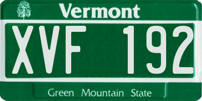 VT license plate XVF192
