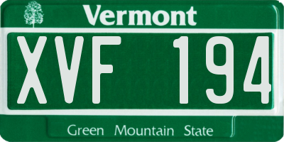 VT license plate XVF194