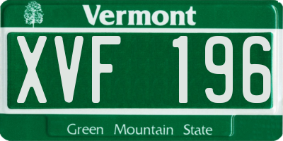 VT license plate XVF196