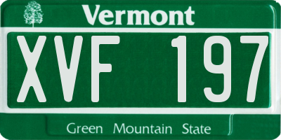 VT license plate XVF197