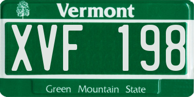 VT license plate XVF198