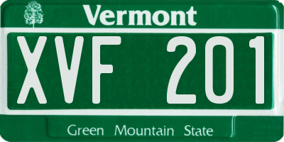 VT license plate XVF201