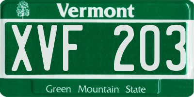 VT license plate XVF203