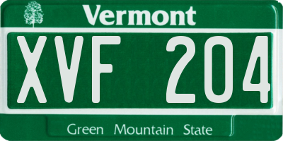 VT license plate XVF204