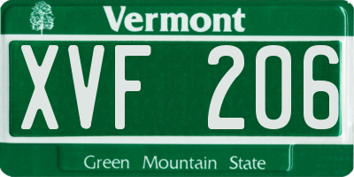 VT license plate XVF206