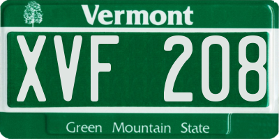 VT license plate XVF208