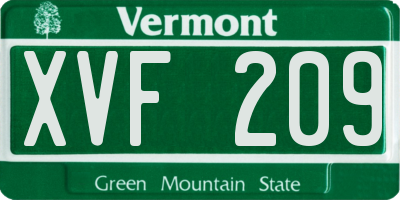 VT license plate XVF209