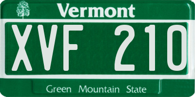 VT license plate XVF210