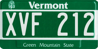 VT license plate XVF212