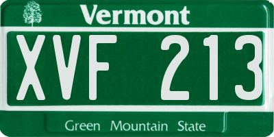 VT license plate XVF213