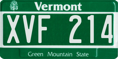VT license plate XVF214