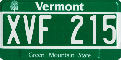 VT license plate XVF215