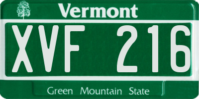 VT license plate XVF216