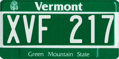 VT license plate XVF217