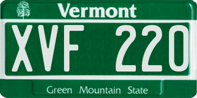 VT license plate XVF220