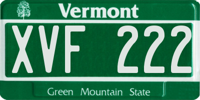VT license plate XVF222