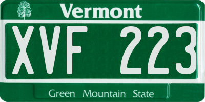 VT license plate XVF223